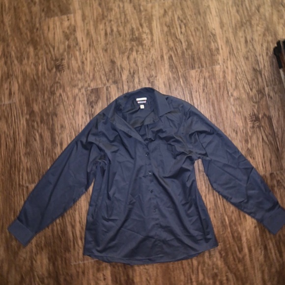 Van Heusen Mens Dark Gray long sleeve Dress Shirt - Picture 2 of 5